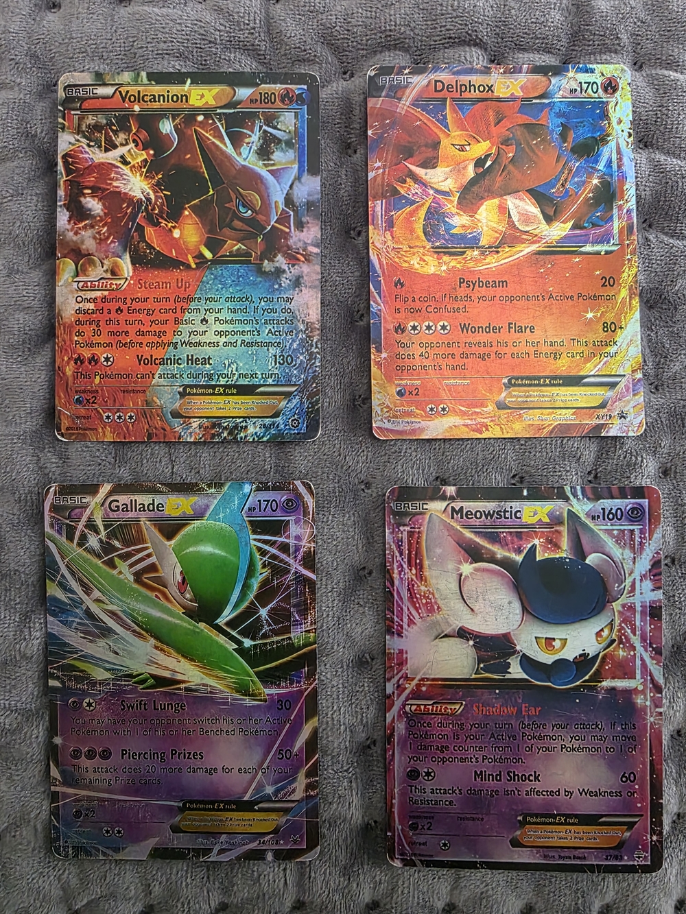 Pokémon EX Holo Card Lot — Volcanion EX, Delphox EX, Gallade EX, Meowstic EX